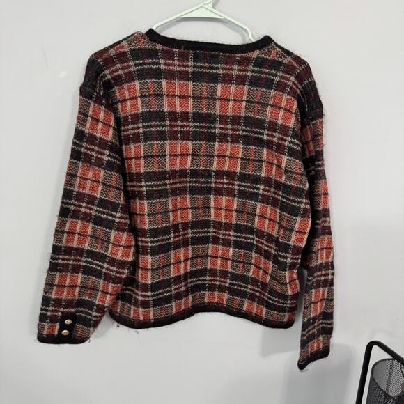 Vintage Milano Design Group Plaid Button Down Sweater Women's Size Large Mohair - Picture 2 of 8